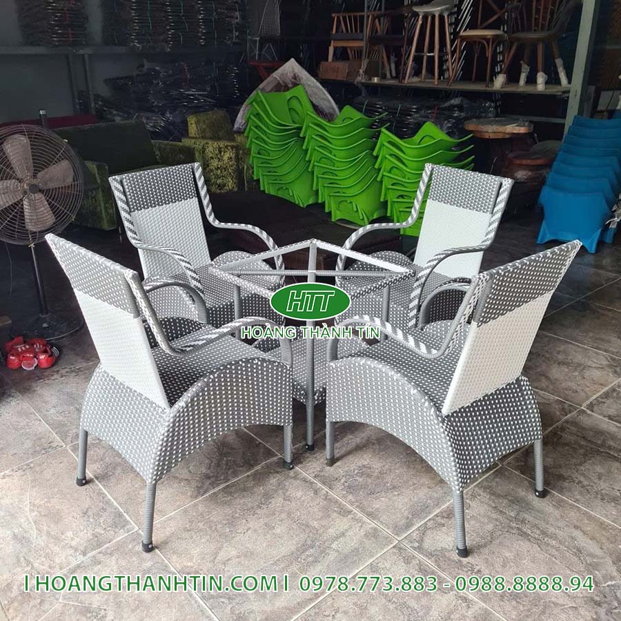Bàn ghế cafe nhựa giả mây HTT 69