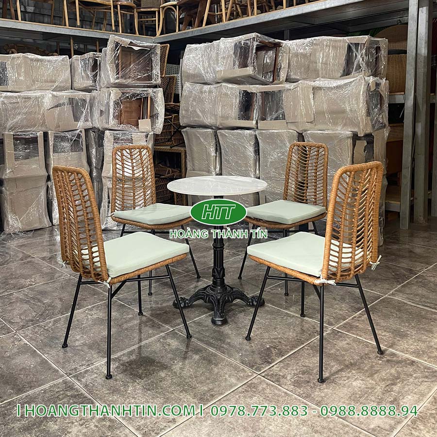 Bàn ghế cafe nhựa giả mây HTT 75
