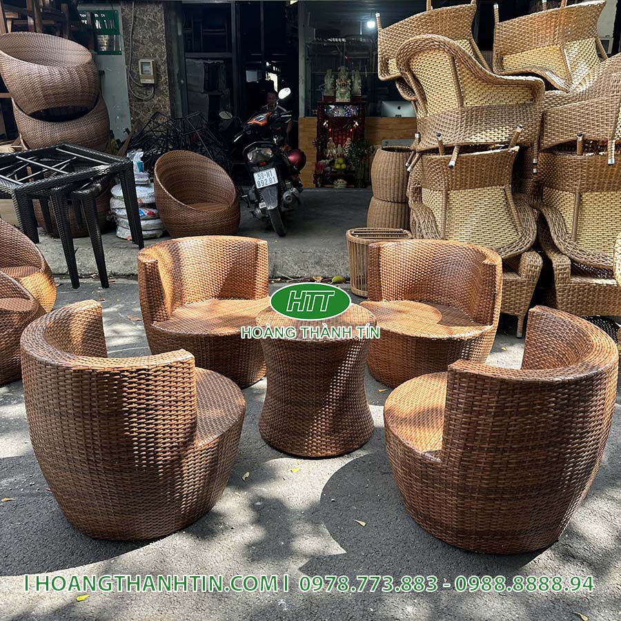 Bàn ghế cafe nhựa giả mây HTT 89