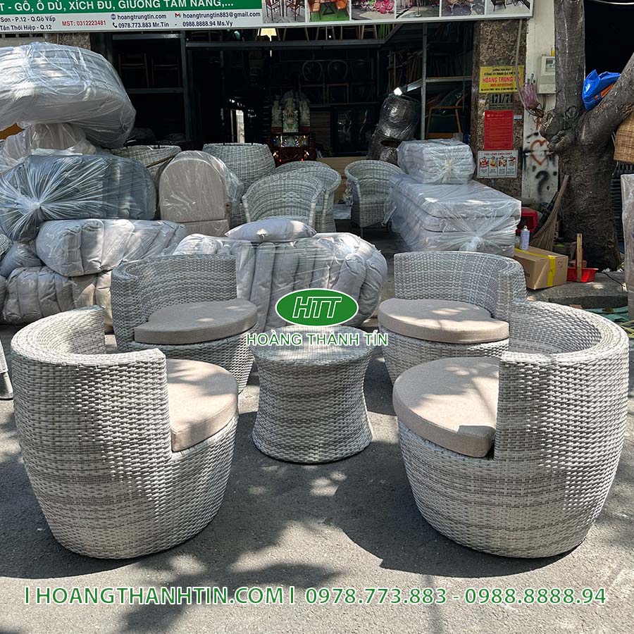 Bàn ghế cafe nhựa giả mây HTT 97