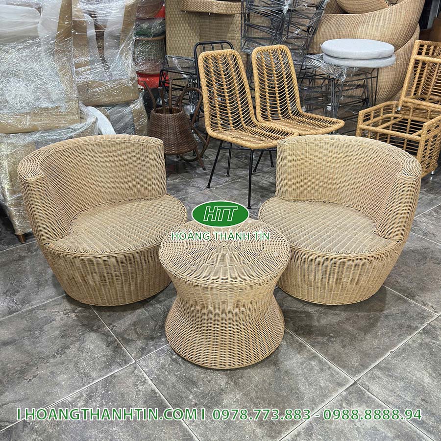 Bàn ghế cafe nhựa giả mây HTT 99