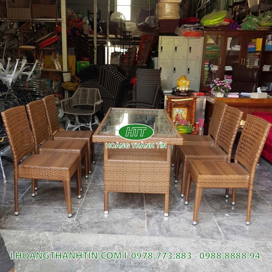 Bàn ghế nhựa giả mây sân vườn HTT 101