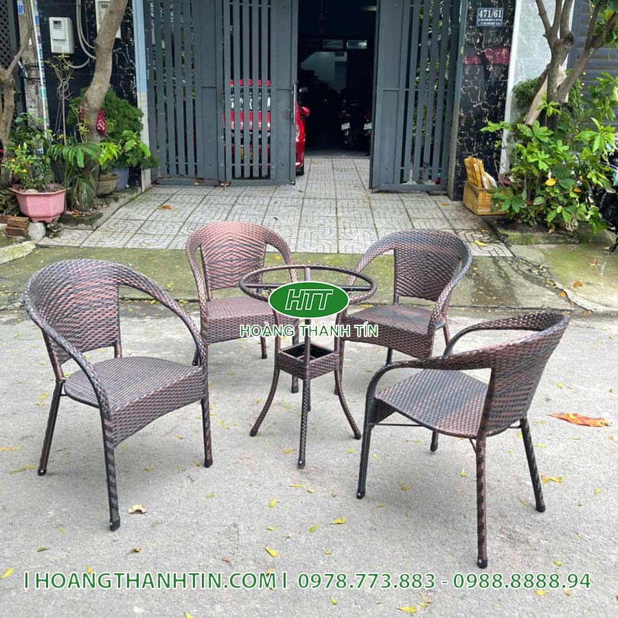 Bàn ghế nhựa giả mây sân vườn HTT 24