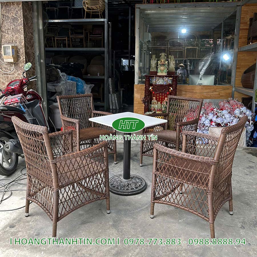Bàn ghế nhựa giả mây sân vườn HTT 69