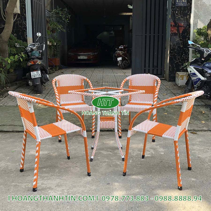 Bàn ghế cafe nhựa giả mây HTT 204