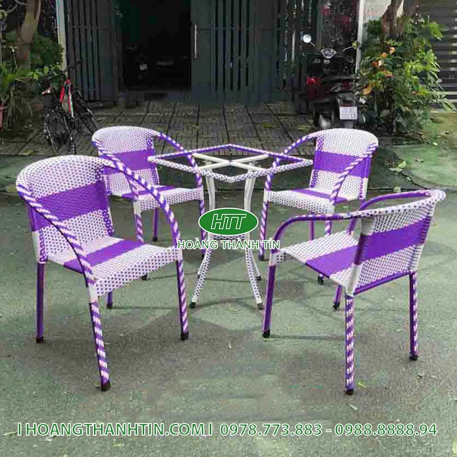 Bàn ghế cafe nhựa giả mây HTT 206