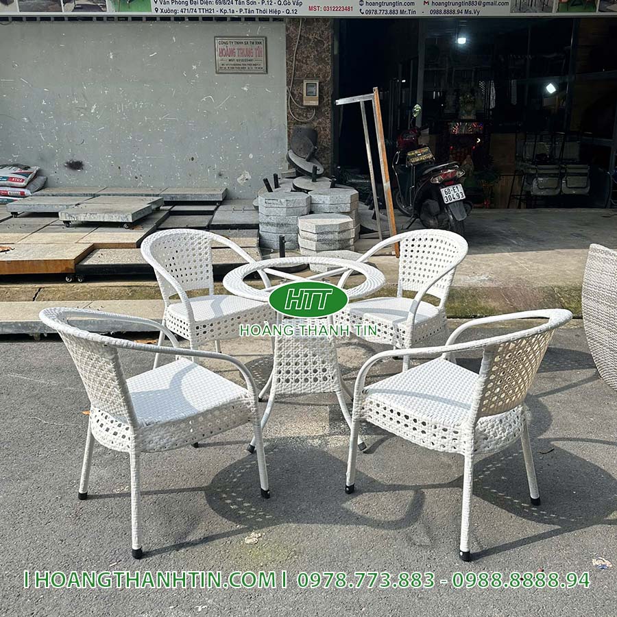 Bàn ghế cafe nhựa giả mây HTT 210