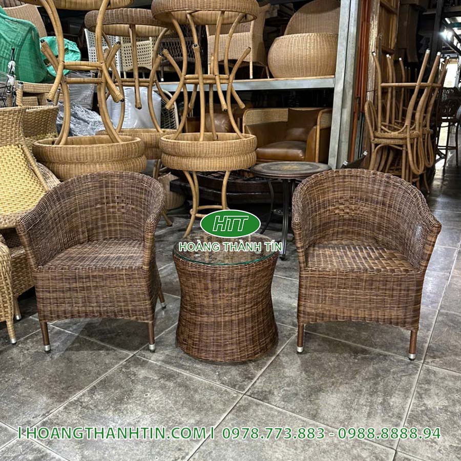 Bàn ghế cafe nhựa giả mây HTT 212