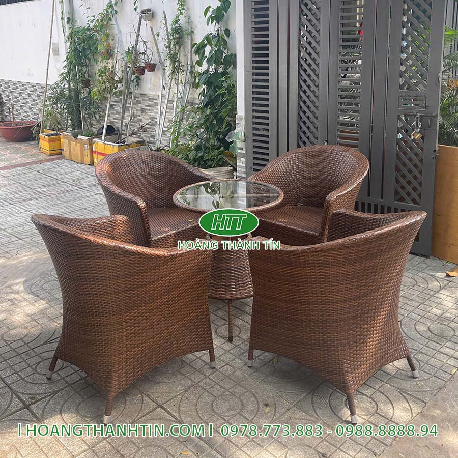 Bàn ghế cafe nhựa giả mây HTT 216