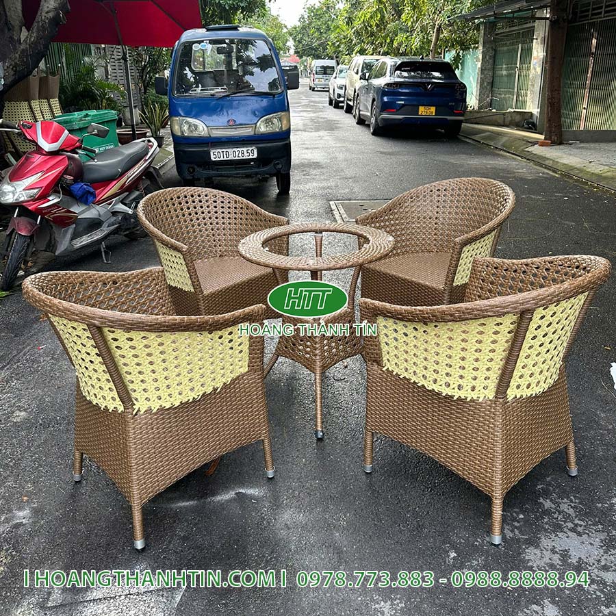 Bàn ghế cafe nhựa giả mây HTT 220