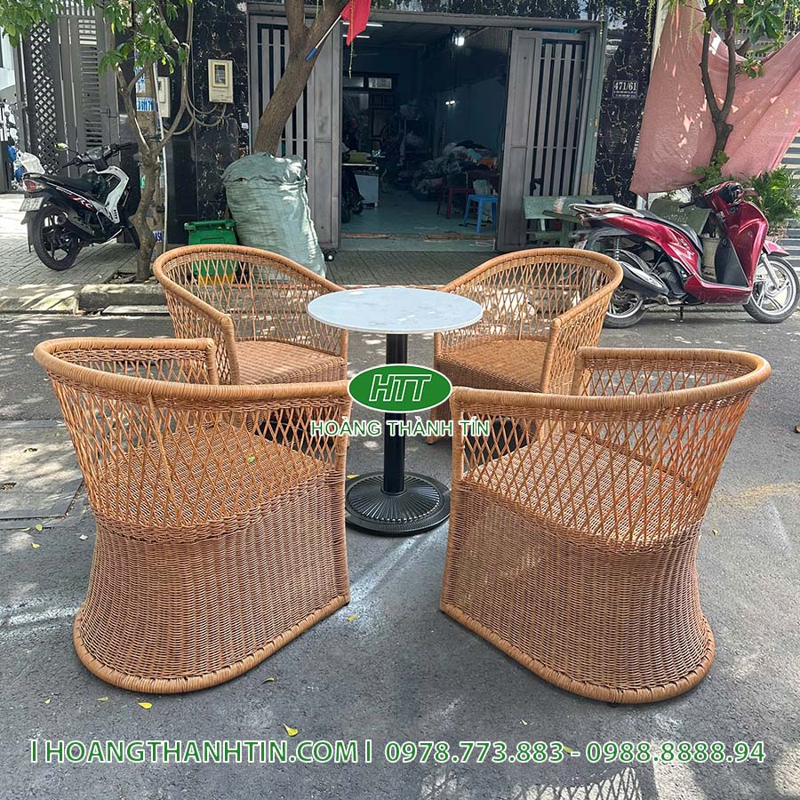 Bàn ghế nhựa mây cao cấp HTT 08