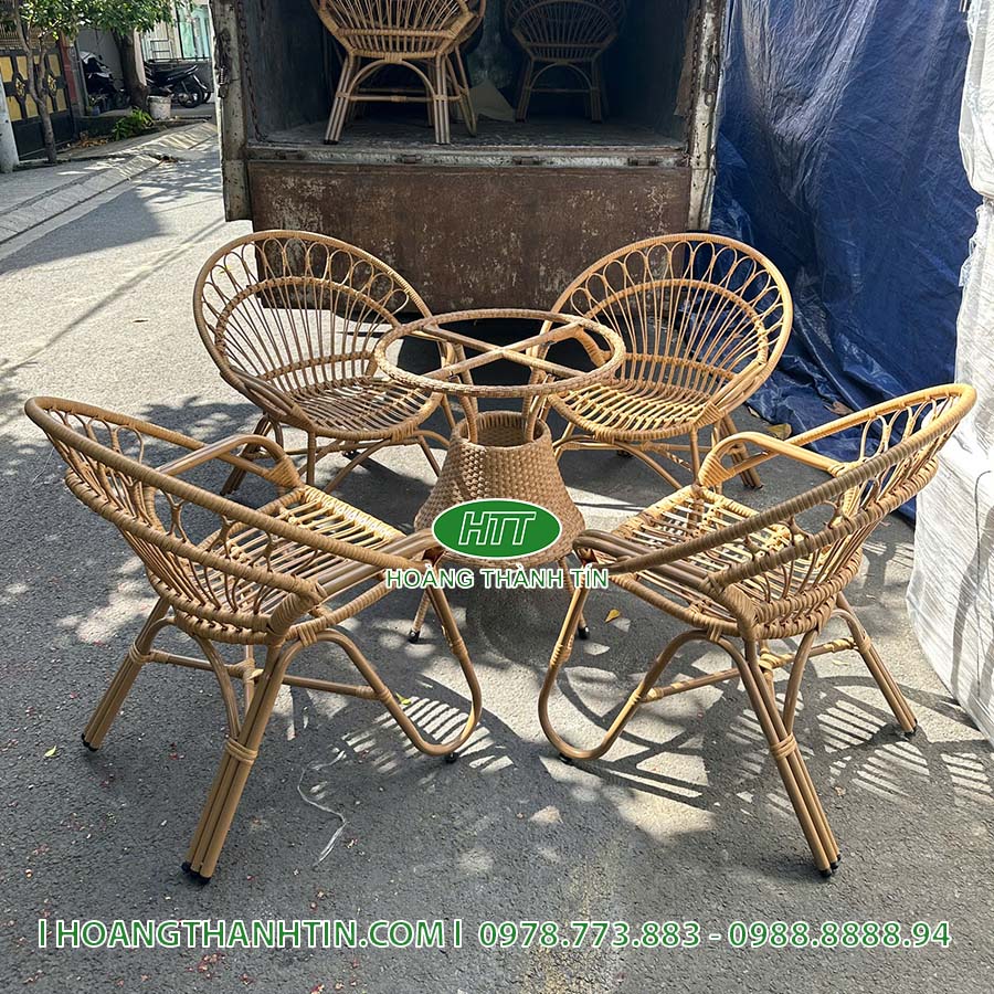 Bàn ghế nhựa mây cao cấp HTT 14