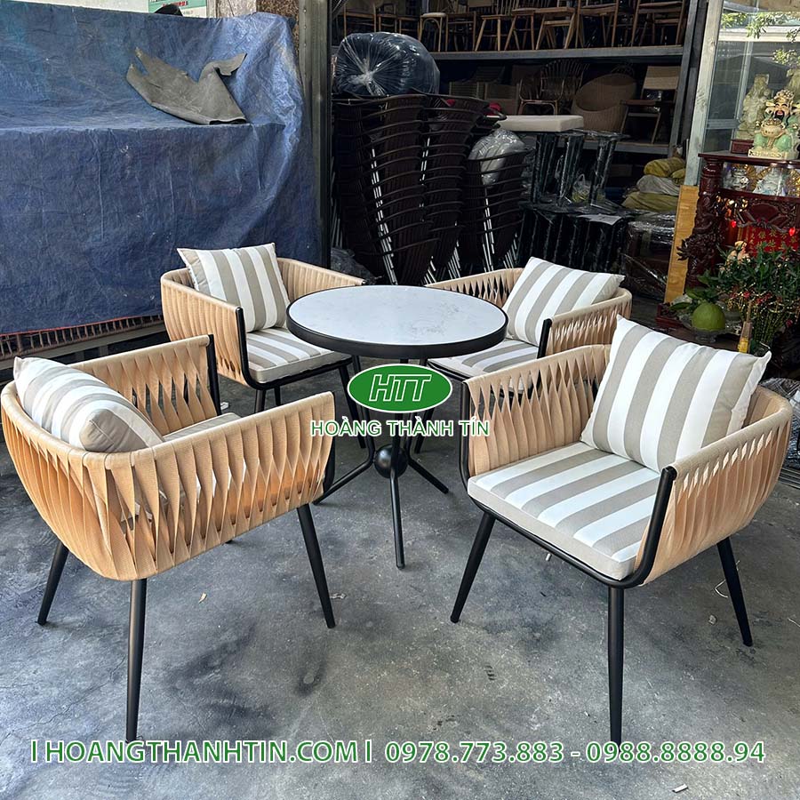 Bàn ghế đan dây dùi HTT 5