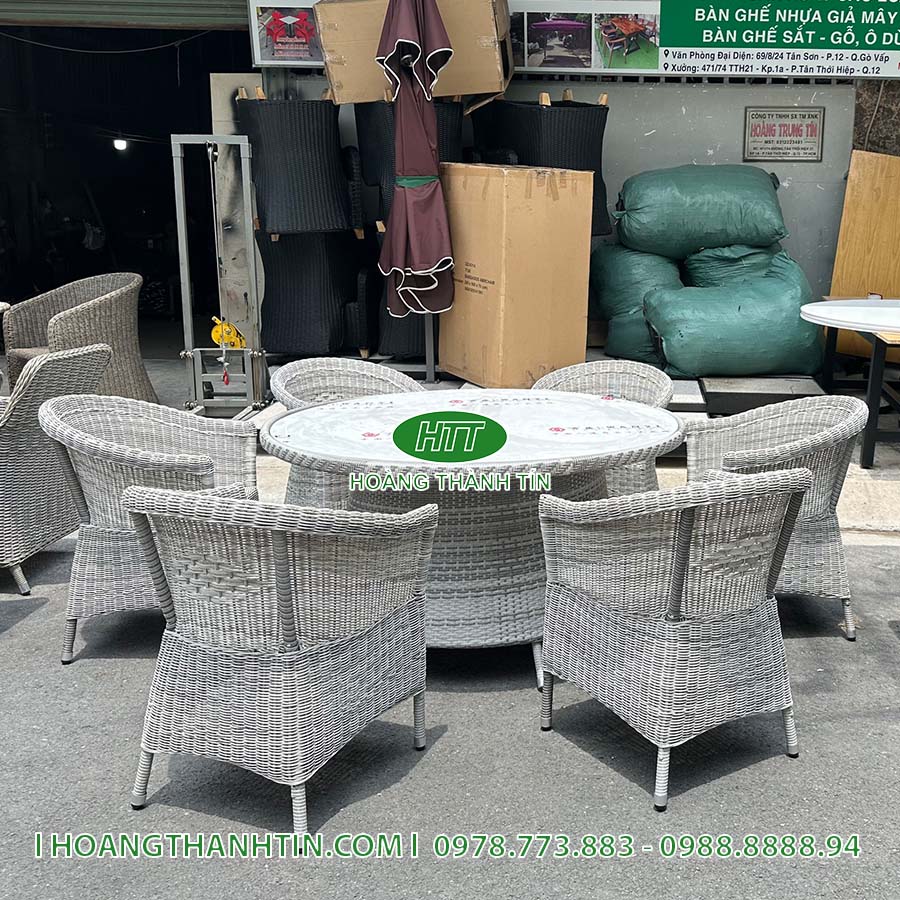 Bàn ghế nhựa mây ngoài trời HTT-71