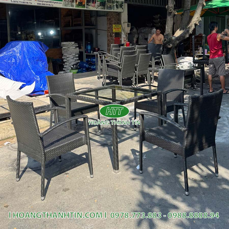 Bàn ghế nhựa giả mây HTT 03