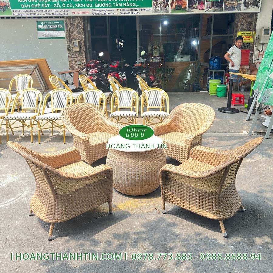 Bàn ghế nhựa giả mây HTT 27