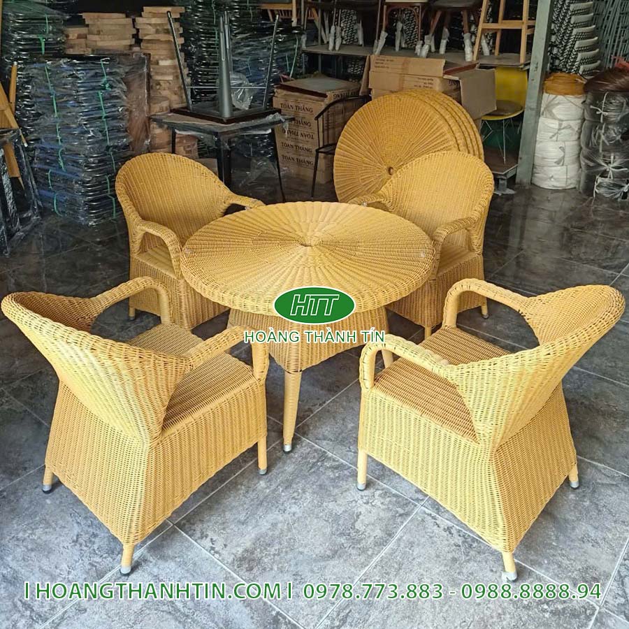 Bàn ghế nhựa giả mây HTT 33