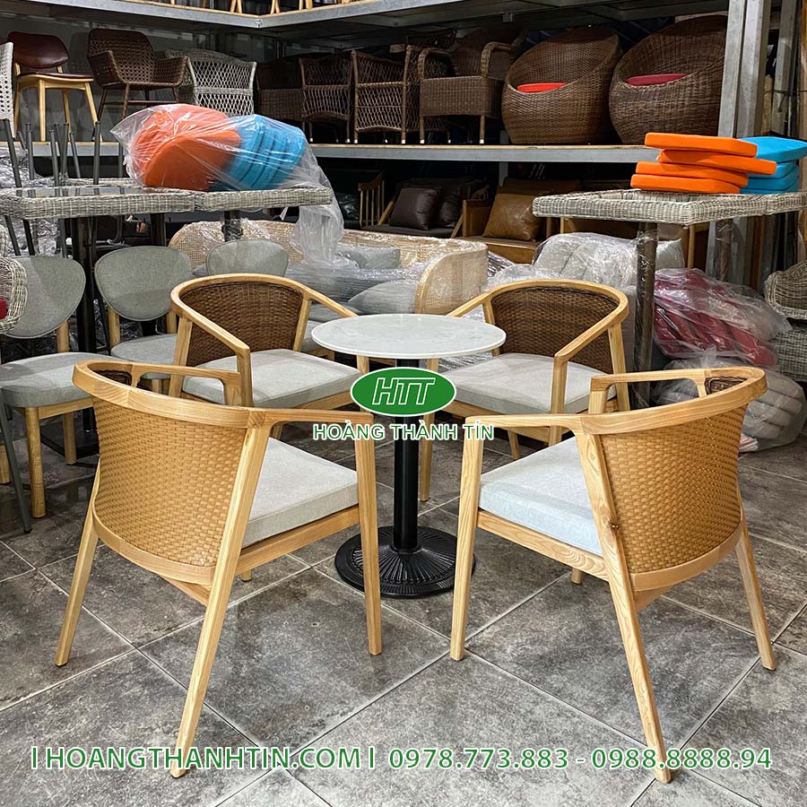 Bàn ghế nhựa giả mây HTT 61
