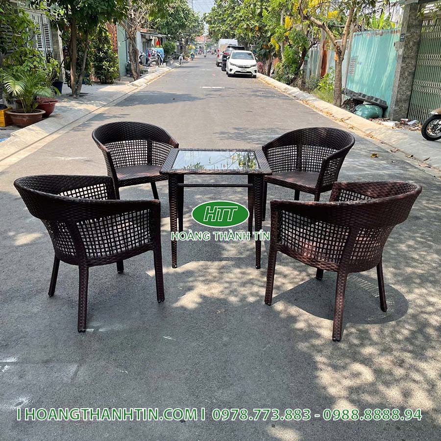 Bàn ghế nhựa giả mây HTT 74