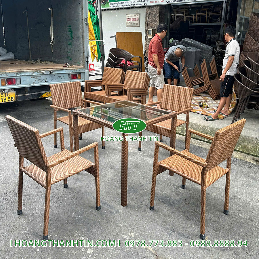Bàn ghế nhựa giả mây HTT 97