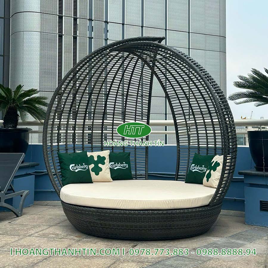Giường Mái Vòm Nhựa Mây HTT 1